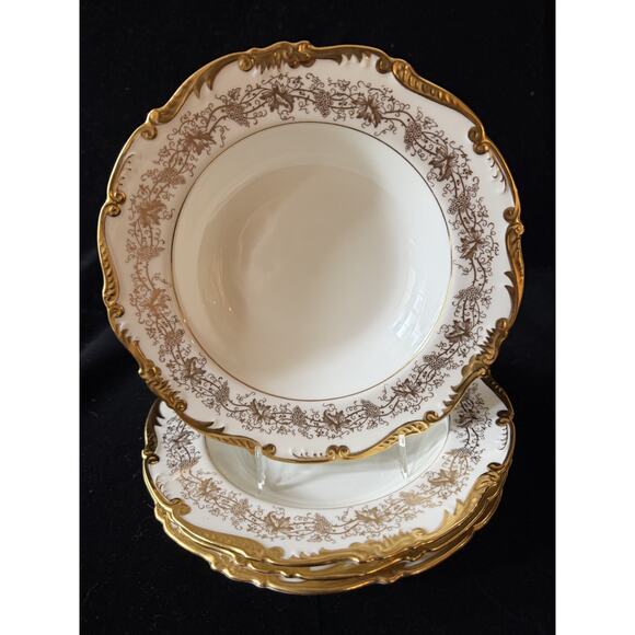 4 Coalport Hazelton Rim Soup Bowls 8 3/4